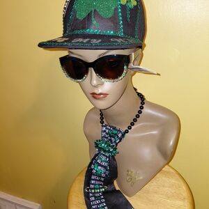 Green and Black St. Patrick's Day Hat and Tie Set